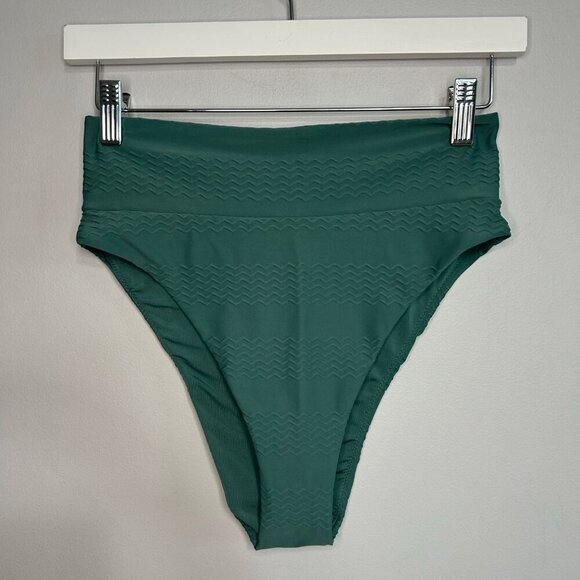 NWOT Aerie High Cut Cheeky Textured Green Seim Bottoms Women’s Size Small - Picture 1 of 4